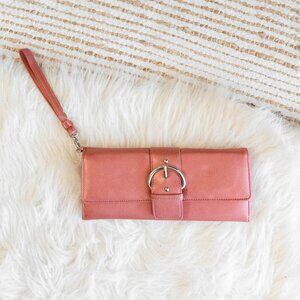 Pink Sateen Wallet Wristlet Clutch | Buckle Detail | Satin Evening Purse